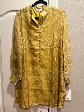 NWT S’edge python print button down puff sleeve shift dress